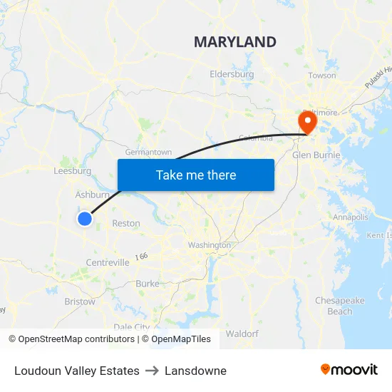 Loudoun Valley Estates to Lansdowne map