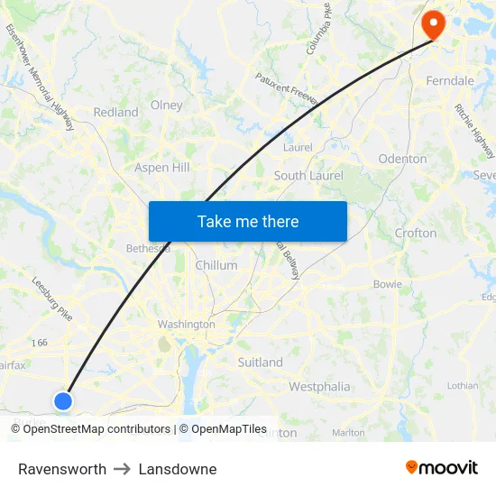 Ravensworth to Lansdowne map