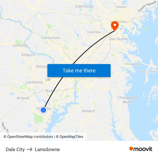 Dale City to Lansdowne map