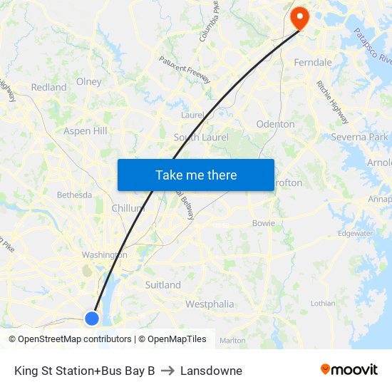 King Street-Old Town+Bay B to Lansdowne map