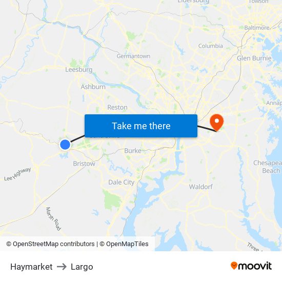 Haymarket to Largo map