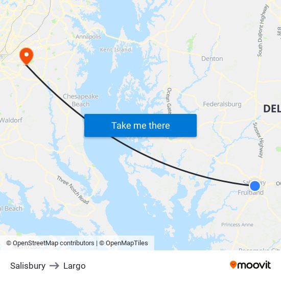 Salisbury to Largo map