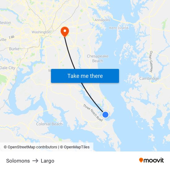 Solomons to Largo map