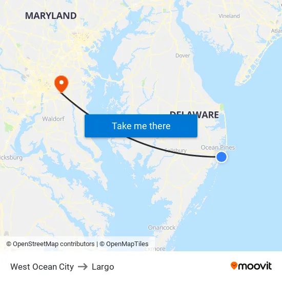 West Ocean City to Largo map