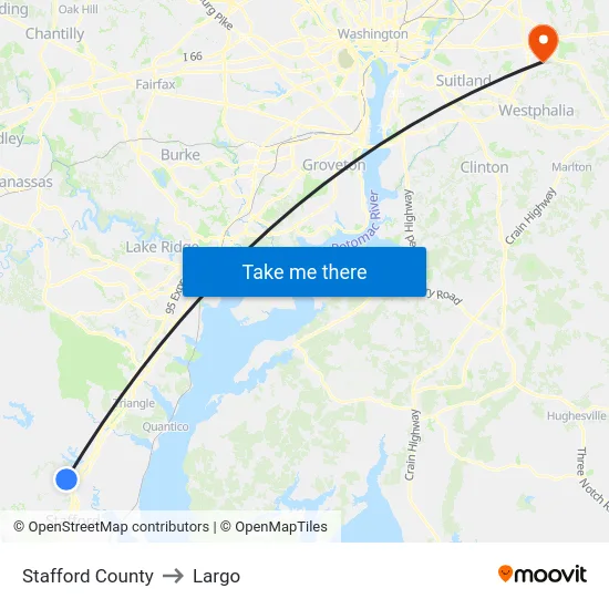 Stafford County to Largo map