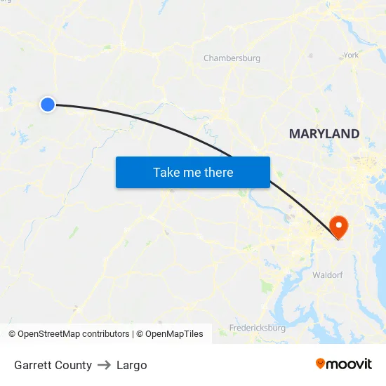 Garrett County to Largo map