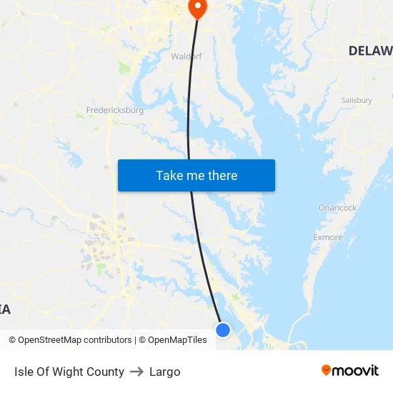 Isle Of Wight County to Largo map