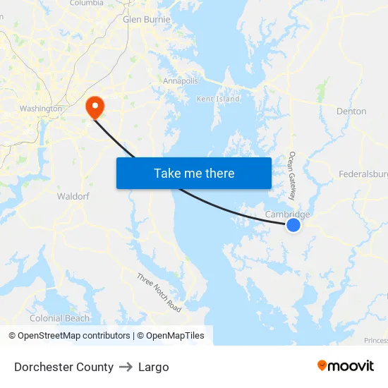 Dorchester County to Largo map
