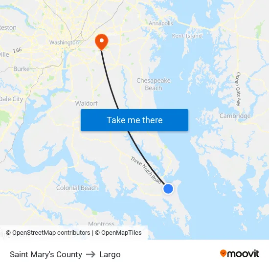 Saint Mary's County to Largo map
