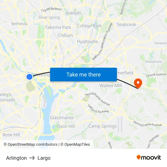 Arlington to Largo map