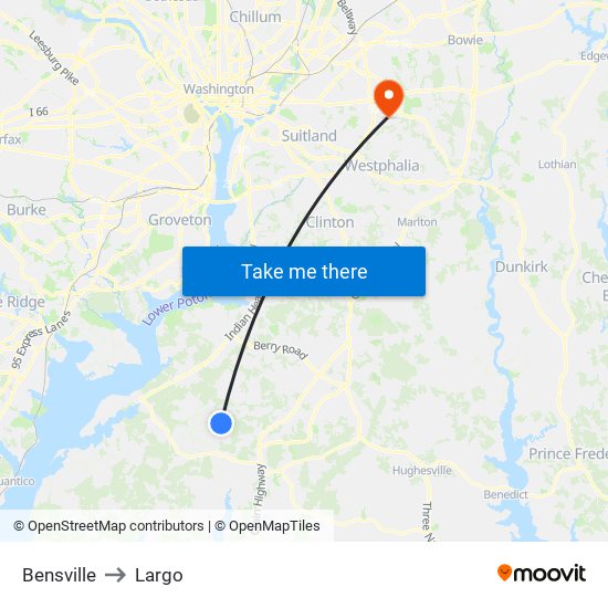 Bensville to Largo map