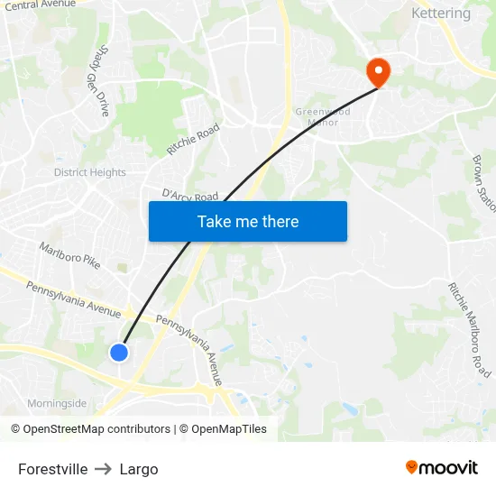 Forestville to Largo map