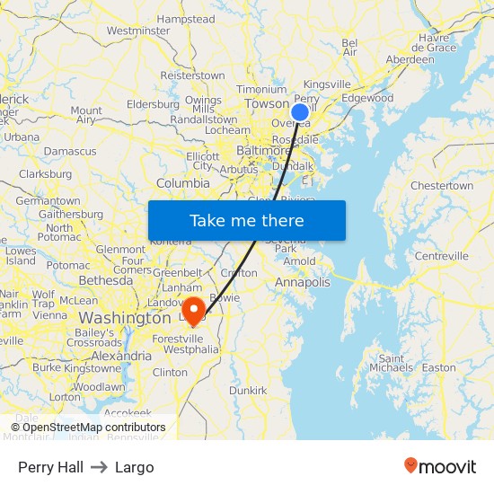 Perry Hall to Largo map