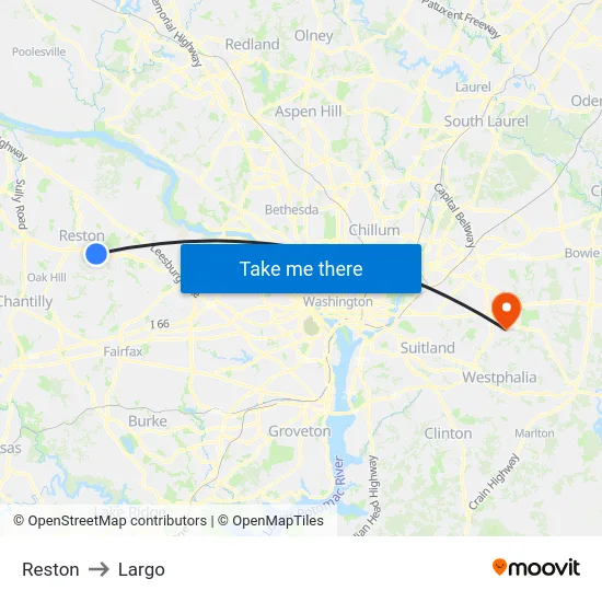 Reston to Largo map