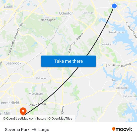 Severna Park to Largo map