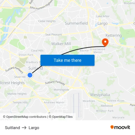 Suitland to Largo map