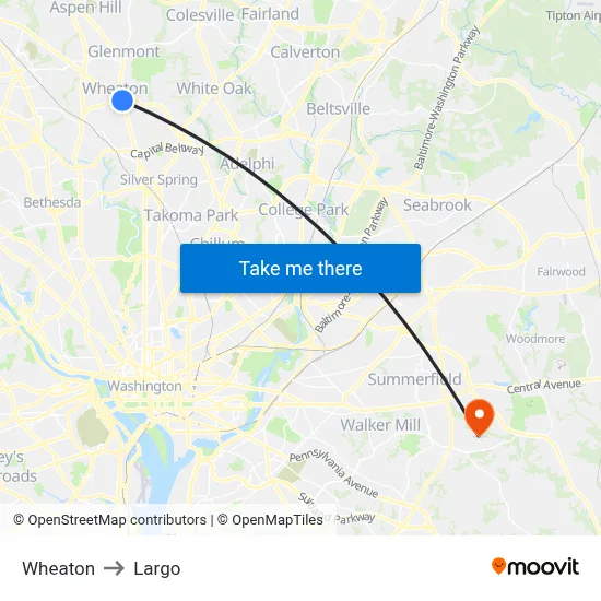 Wheaton to Largo map
