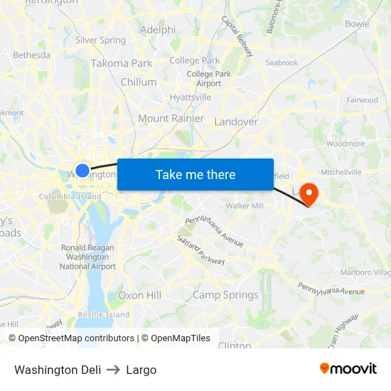 Washington Deli to Largo map