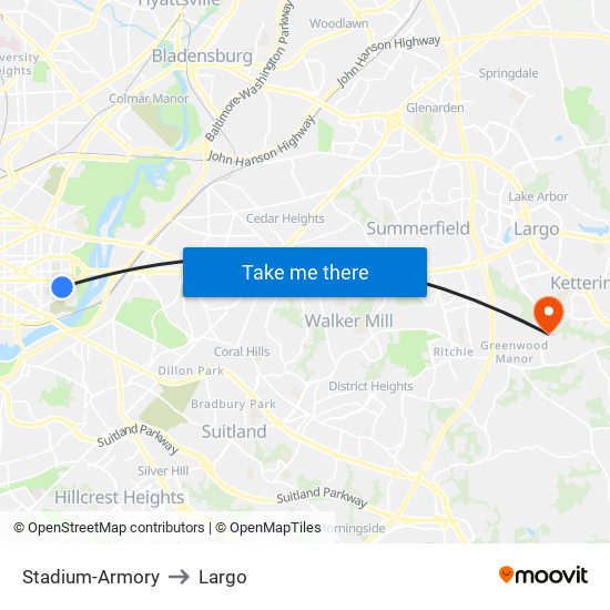 Stadium-Armory to Largo map