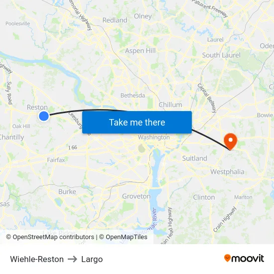 Wiehle-Reston to Largo map