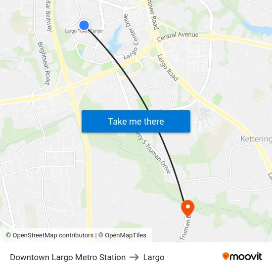 Downtown Largo Metro Station to Largo map