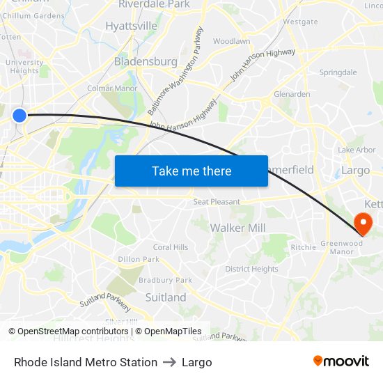 Rhode Island Metro Station to Largo map