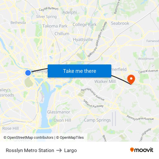 Rosslyn Metro Station to Largo map