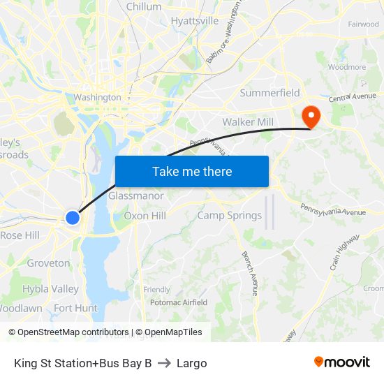 King St Station+Bus Bay B to Largo map