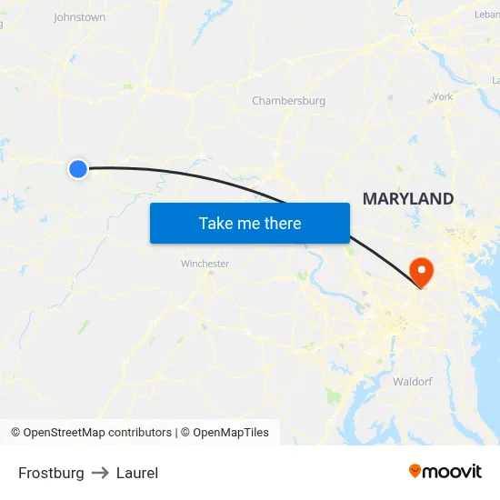 Frostburg to Laurel map