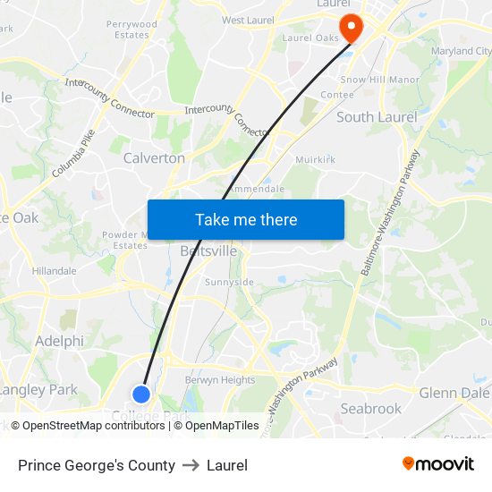 Prince George's County to Laurel map