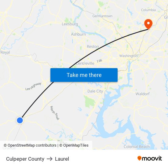 Culpeper County to Laurel map