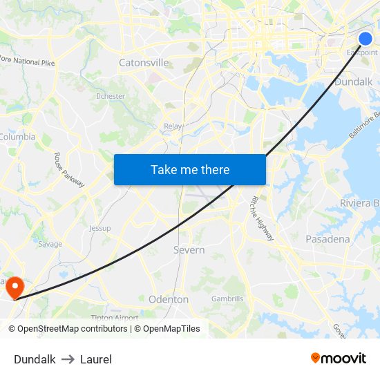 Dundalk to Laurel map