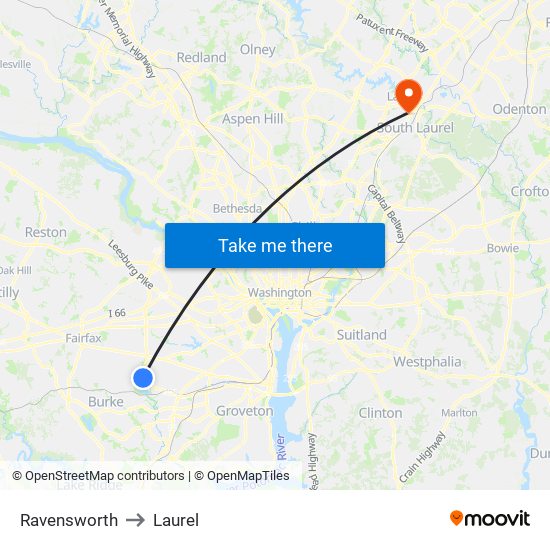 Ravensworth to Laurel map