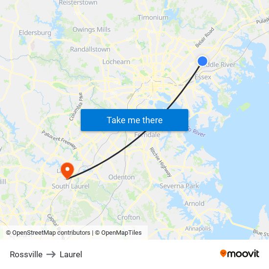 Rossville to Laurel map