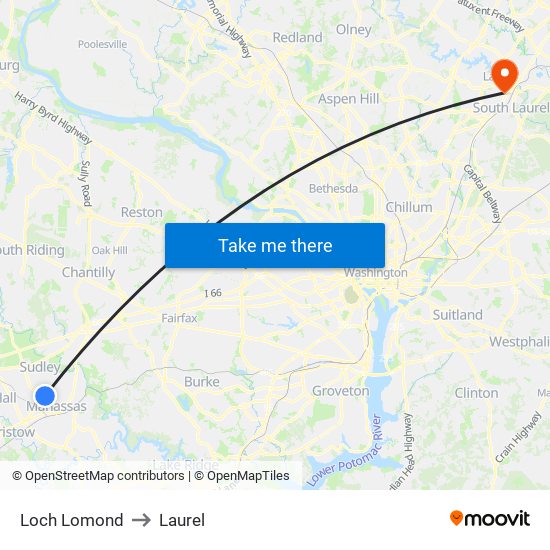 Loch Lomond to Laurel map