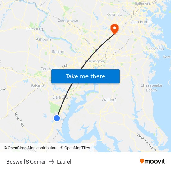 Boswell'S Corner to Laurel map