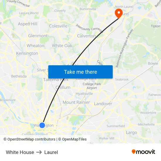 White House to Laurel map