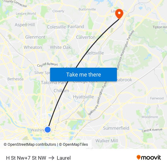 H St Nw+7 St NW to Laurel map