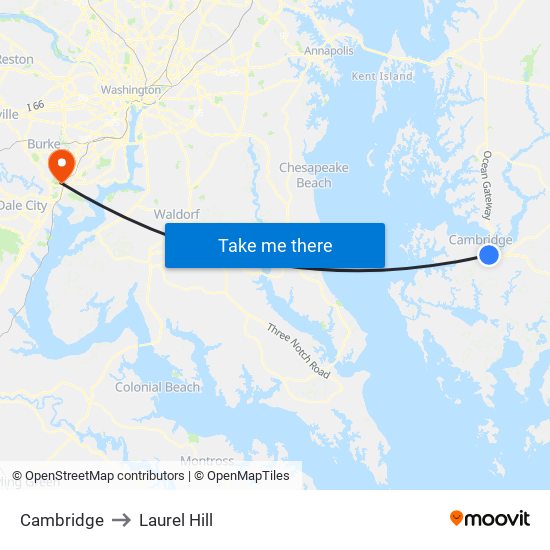 Cambridge to Laurel Hill map