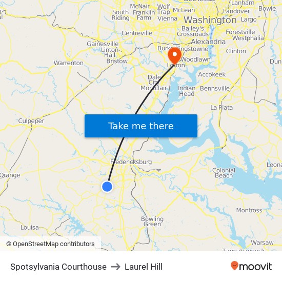 Spotsylvania Courthouse to Laurel Hill map