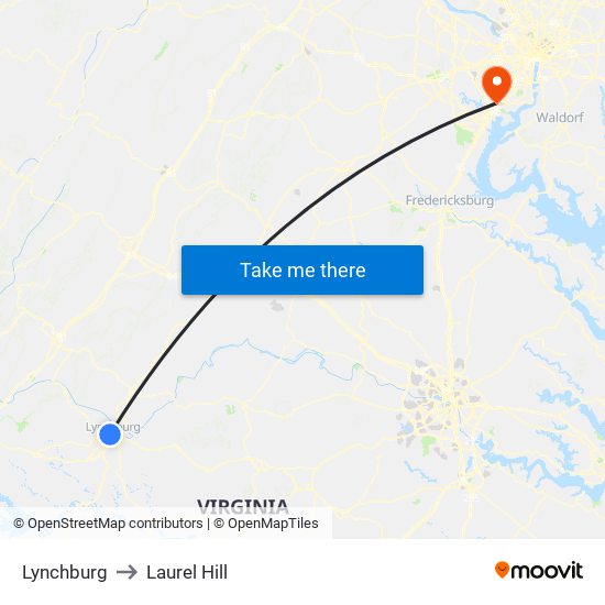 Lynchburg to Laurel Hill map