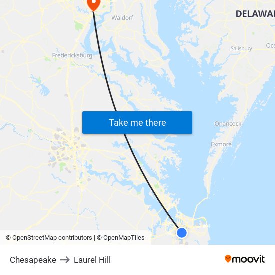 Chesapeake to Laurel Hill map