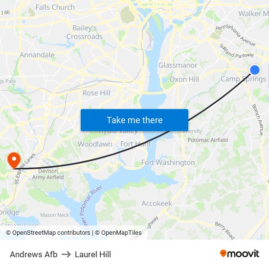 Andrews Afb to Laurel Hill map