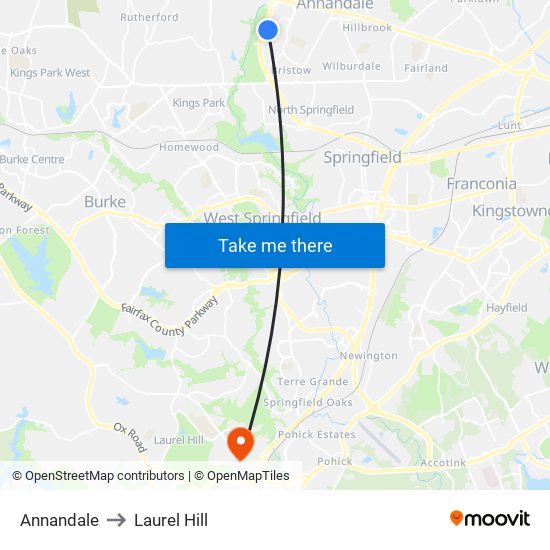 Annandale to Laurel Hill map