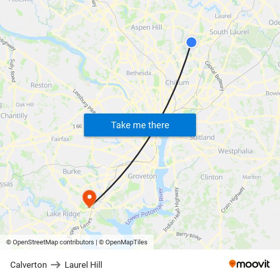 Calverton to Laurel Hill map
