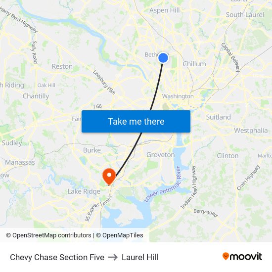 Chevy Chase Section Five to Laurel Hill map