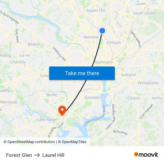 Forest Glen to Laurel Hill map