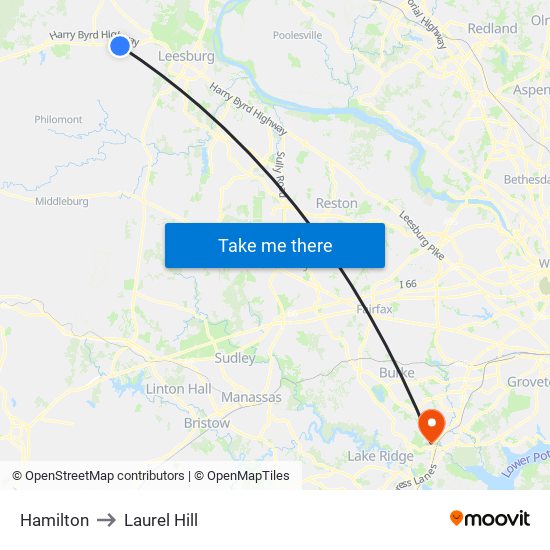 Hamilton to Laurel Hill map
