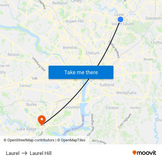 Laurel to Laurel Hill map