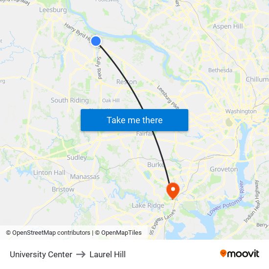 University Center to Laurel Hill map